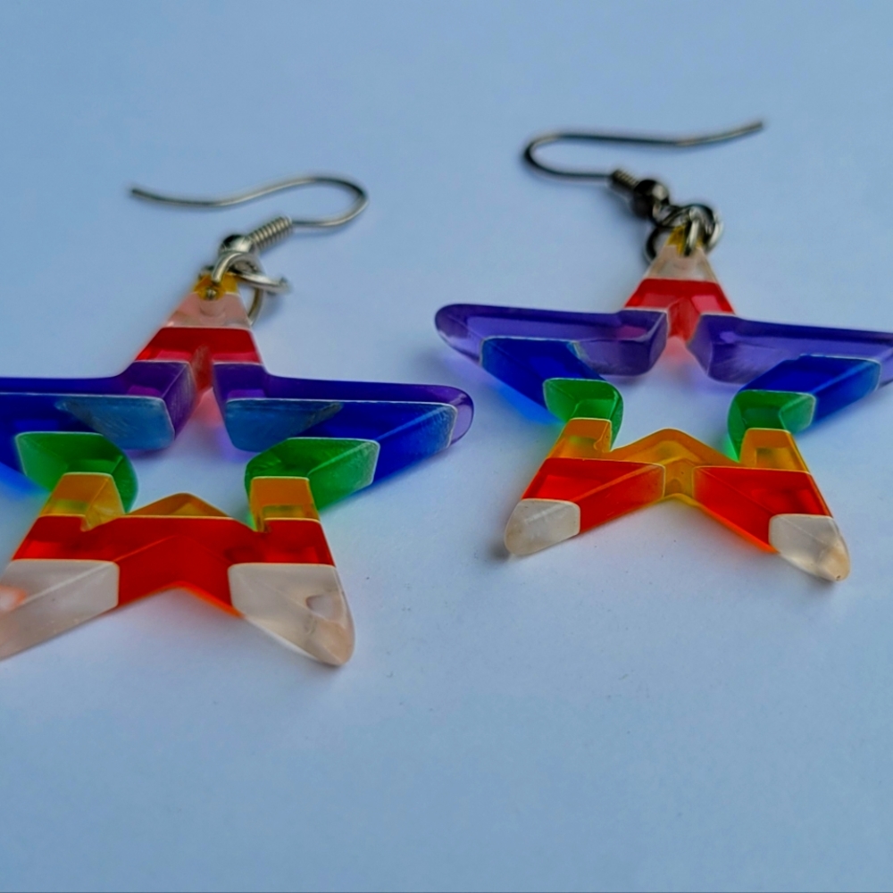 Rainbow star earings